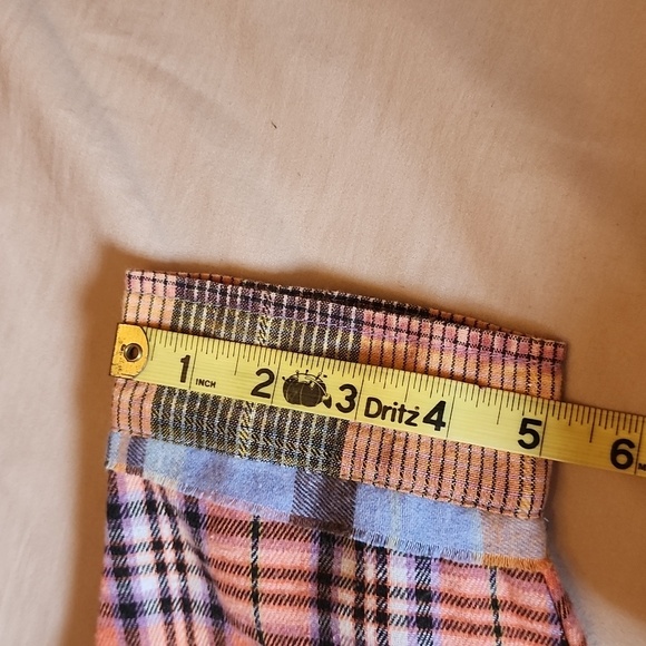 Oil & Hali Pink & Green Oversized Patchwork Flannel Shirt Size Larg U G C - Picture 4 of 6